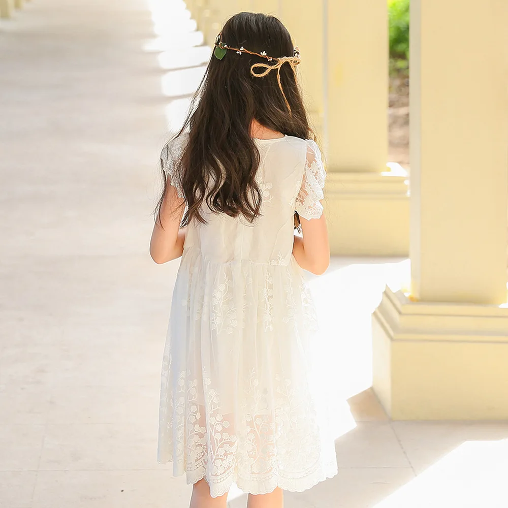 Платья для девочек новинка 2018 летняя детская одежда детское кружевное платье