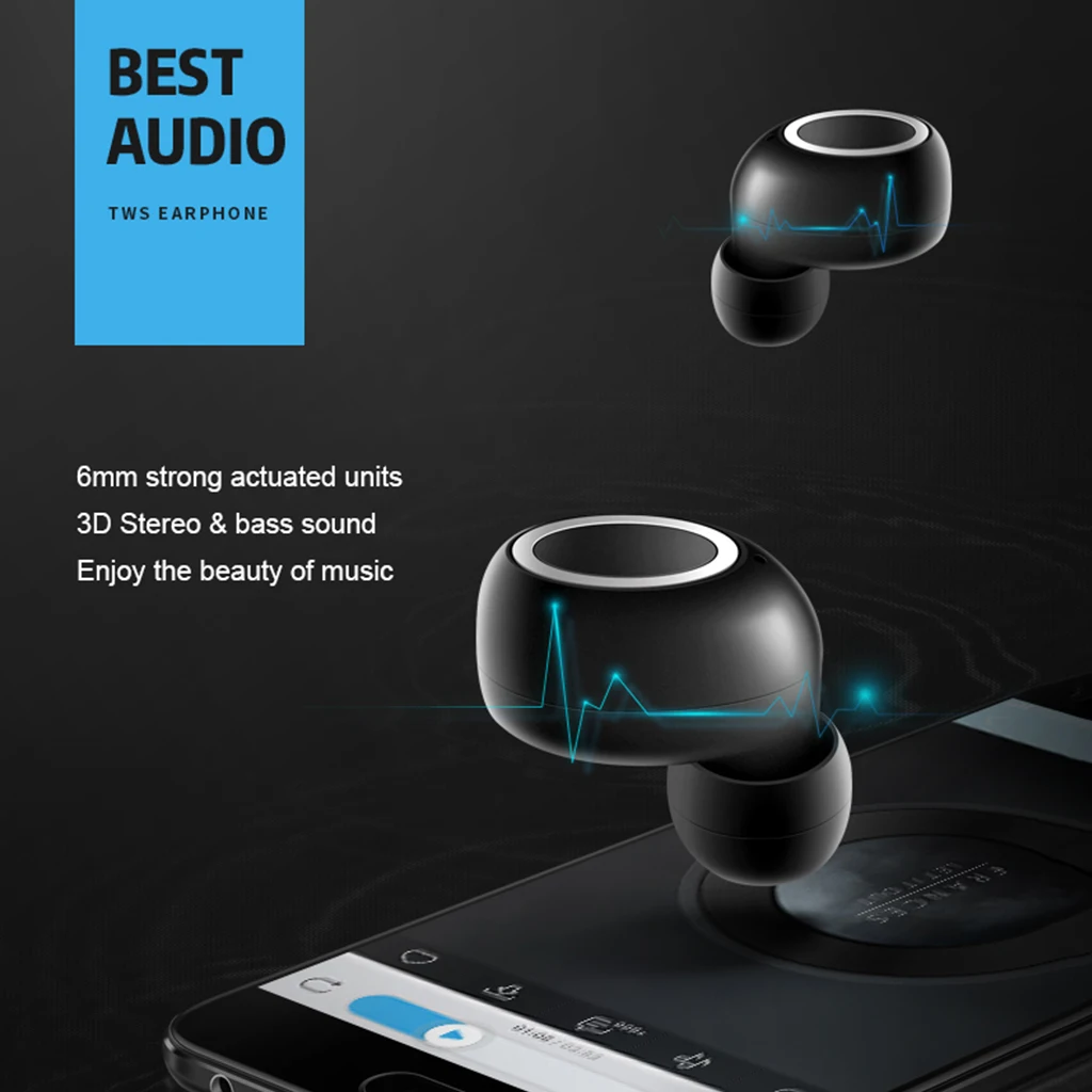 TWS Mini Dual V5.0 Bluetooth наушники настоящие беспроводные гарнитуры 3D стерео звук наушники двойной микрофон с зарядным устройством