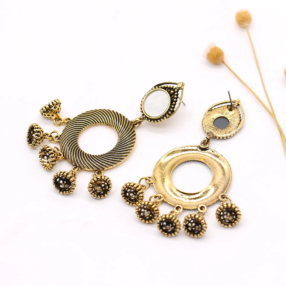 Популярные серьги-капельки в ретро-стиле металлические круглые