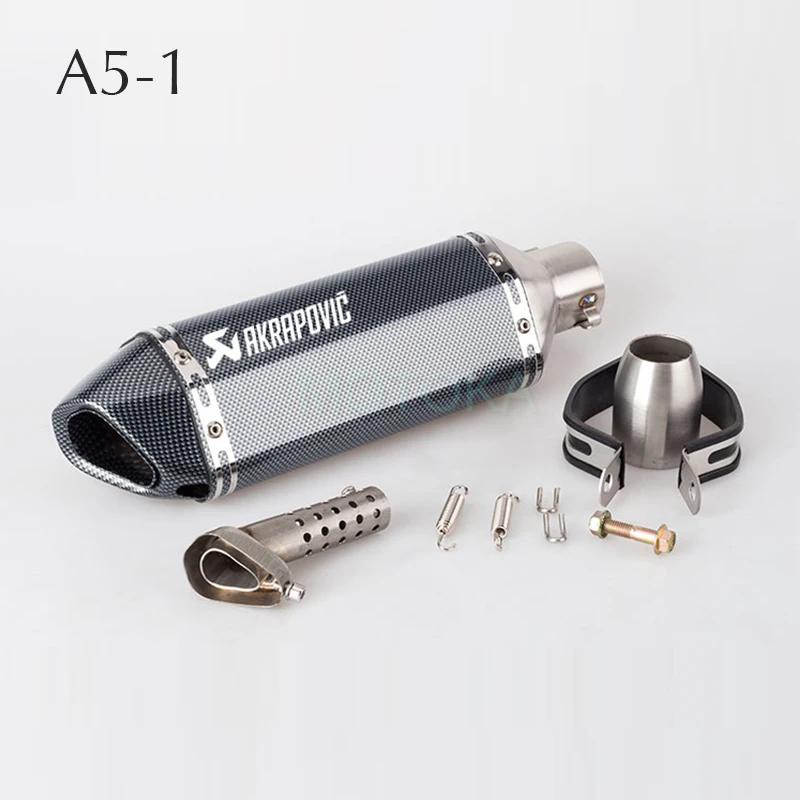 Left/Right Universal Motorcycle Akrapovic Exhaust Pipe Scooter Dirt Pit Bike Motocross KTM 51mm Escape Stainless Steel Slip-on
