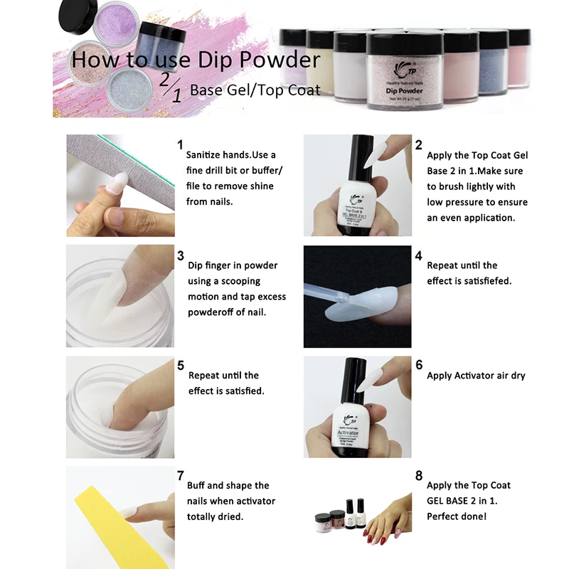 

Dipping Powder 4pots/lot Nail Art Starter Kit Glitter Without Lamp Cure Dip Powder Natural Dry Long Lasting Accessory French