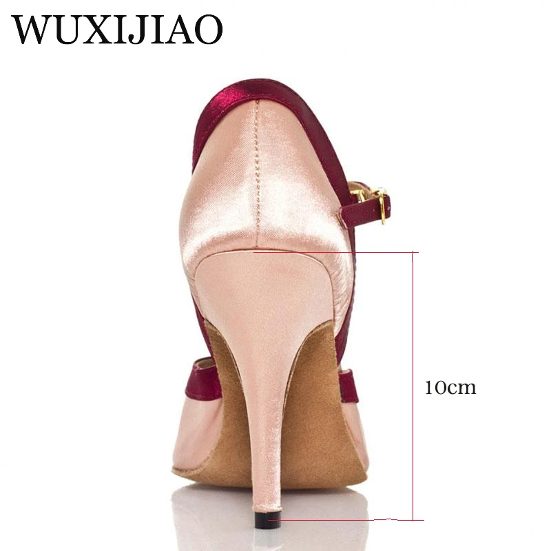 WUXIJIAO кожа/Синий Атлас новейшая профессиональная танцевальная обувь для