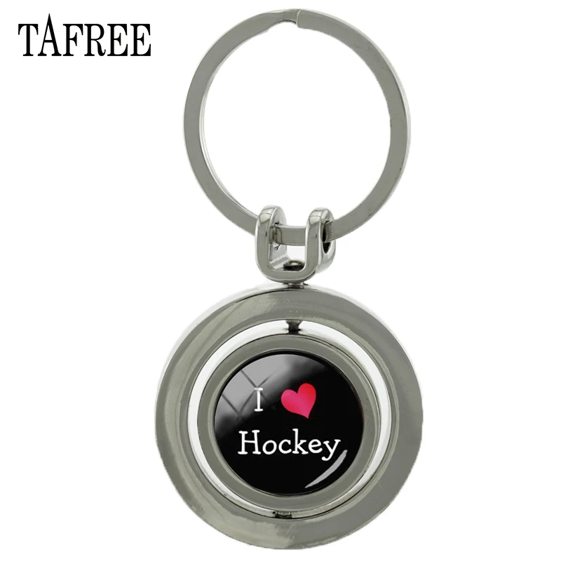 Вращающийся брелок TAFREE I с надписью LOVE хоккейной тематики модный для ключей