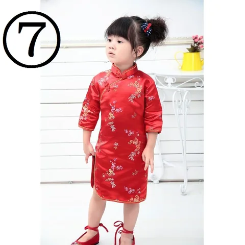 2019 Qipao летнее платье для маленьких девочек с рукавом три четверти, детская одежда, цветочные ципамы, подарок на Новый год, традиционная китайская одежда