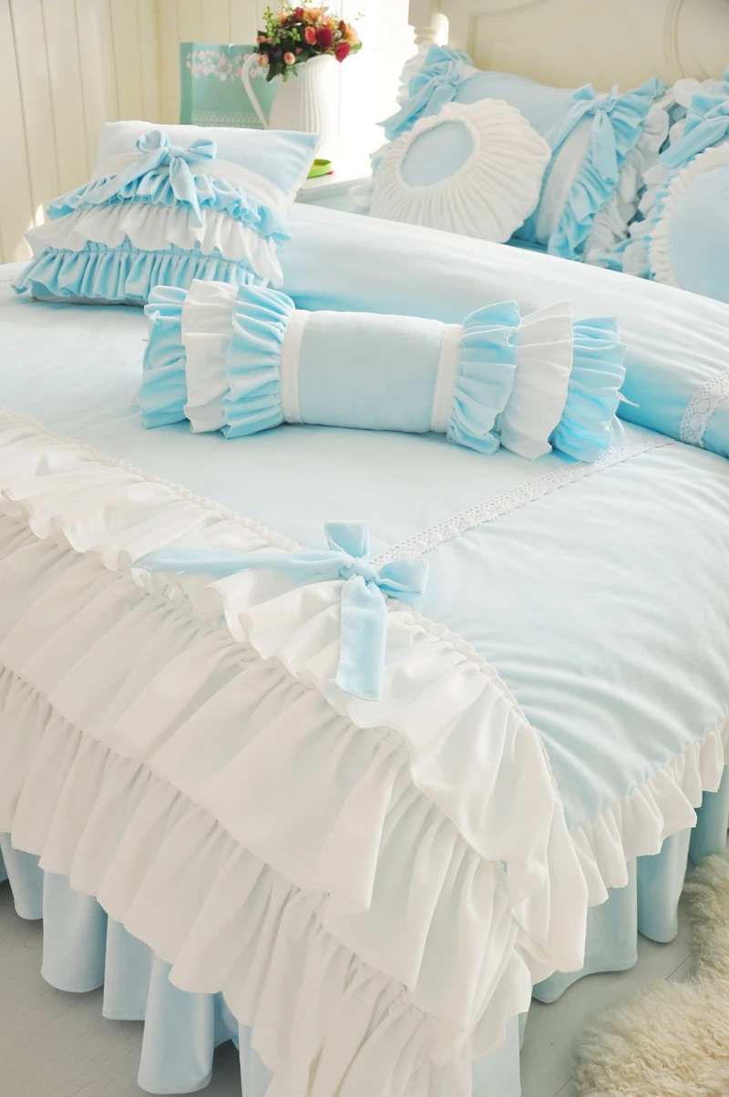 Корейская принцесса синий фиолетовый желтый флис ткань постельные