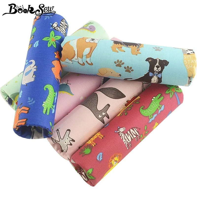 Booksew 100% хлопчатобумажная ткань 6 шт. 40x50 см мультяшный дизайн стежка Telas Подушка