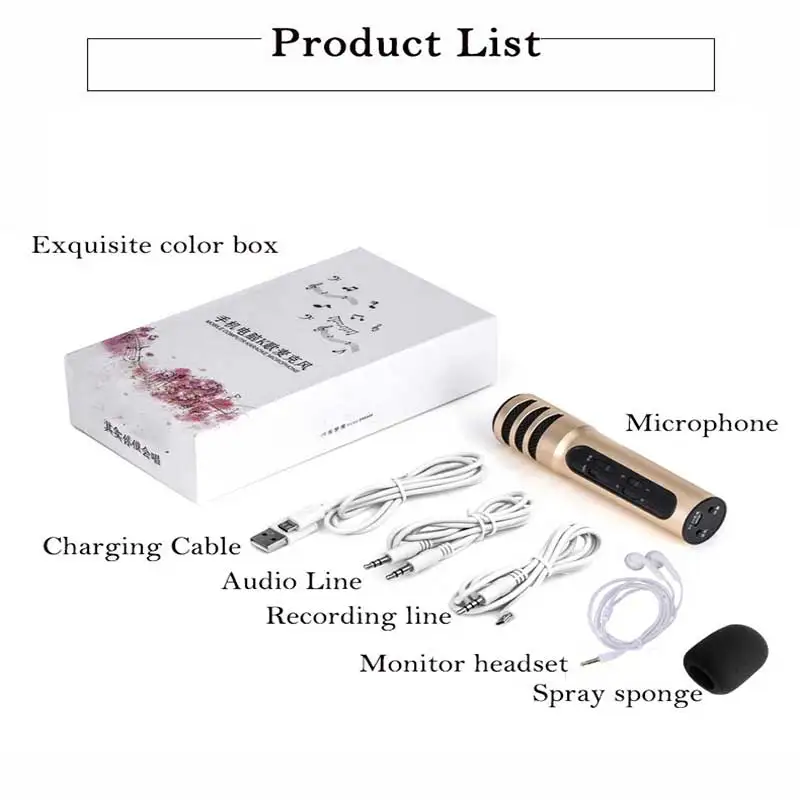 

Metal Colorful wired karaoke metal shell microphone Handheld Receiver MIC Professional wired microphone C6 for karaoke recording