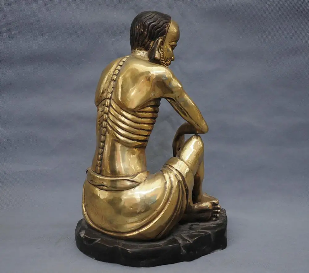 16 &quotКитай Народная Золоченой Бронзы Скелет Бодхидхарма Гуру Статуя Монаха | Дом