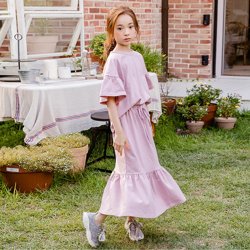 Комплекты летней одежды для девочек детский хлопковый костюм из 2 предметов: