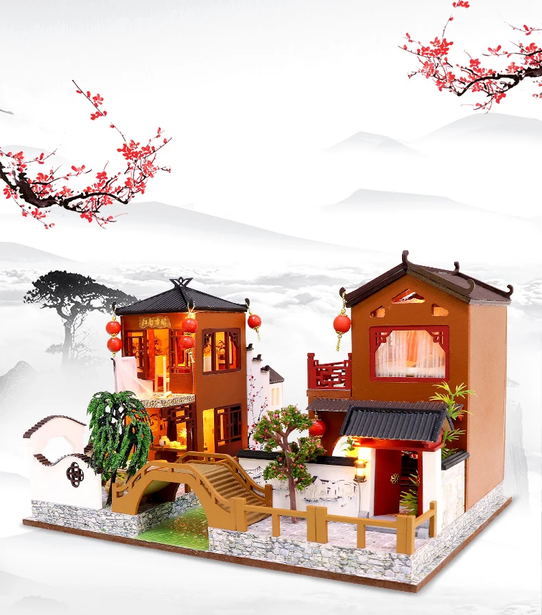 Детские игрушки Diy кукольный домик собирать деревянные Miniaturas кукольный дом мебель миниатюрный кукольный домик Головоломка Развивающие игрушки для детей