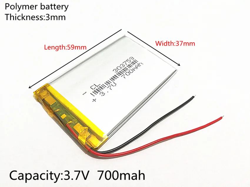 3,7 в 700 мАч 303759 литий-полимерный литий-ионный аккумулятор для Mp3 MP4 MP5 gps psp mobile bluetooth