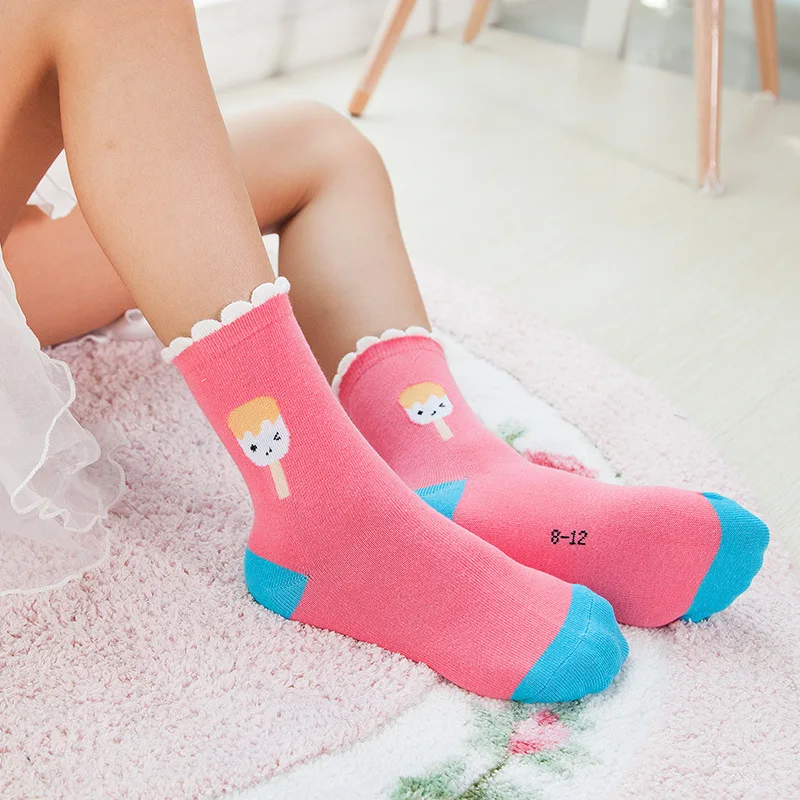 5 парт весенние и осенние высококачественные носки для девочек хлопковые яркие