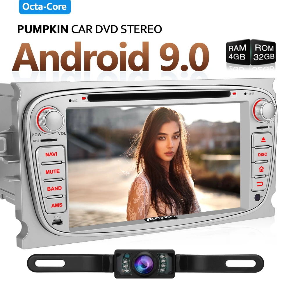 Pumpkin2 Din 7 &quotAndroid 9 0 автомобильный DVD плеер GPS навигация Qcta Core 4G RAM стерео для Ford