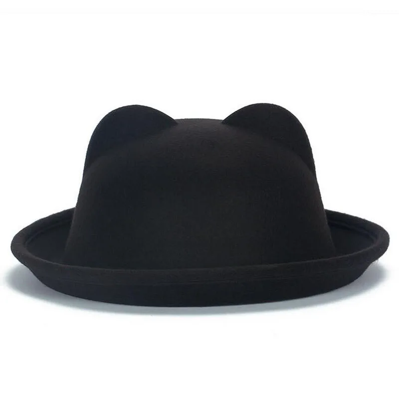 2016 paternity hat fashion wool sense ladies women Fedoras retro children cat ears animal not deformed Boys Girl sun | Аксессуары для
