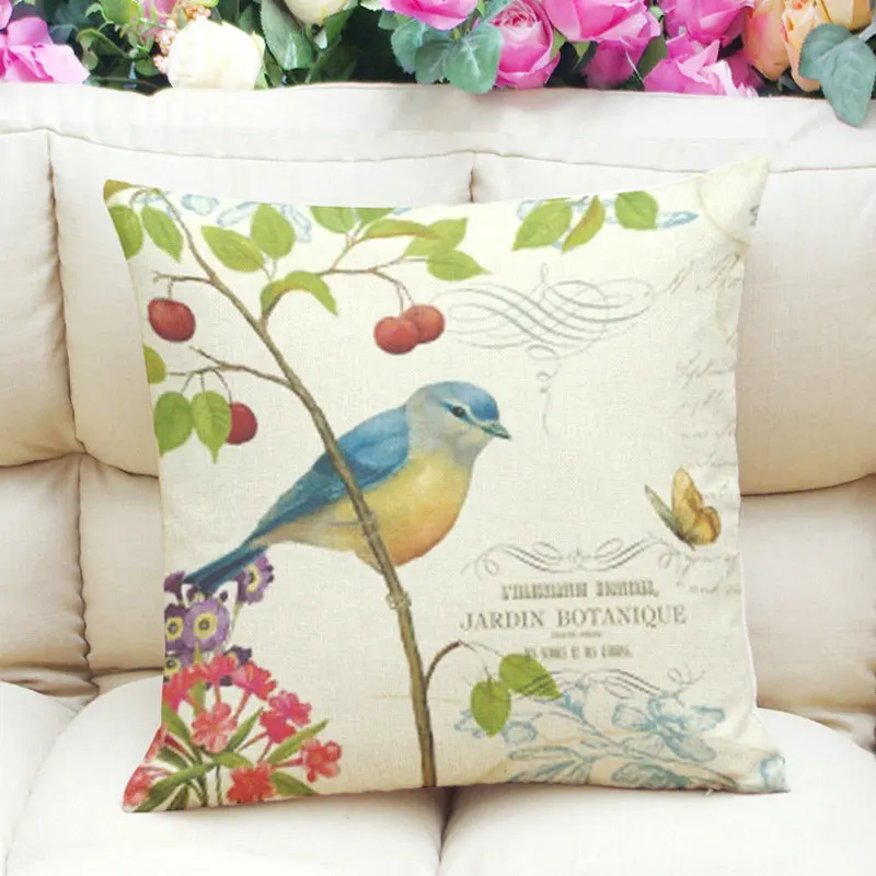 Картина маслом птицы Сельский стиль льняная наволочка подушки на диван подушка