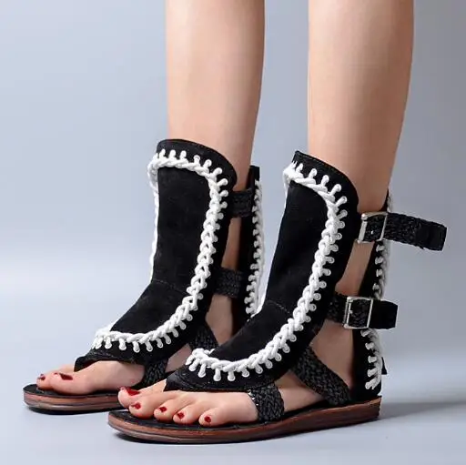 Новые летние сандалии-гладиаторы в римском стиле Женские модельные туфли на