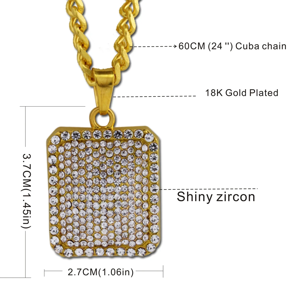 Мужские Роскошные блестящие камни хип-хоп Iced Out Часы& Iced квадратный Dog Tag ожерелье комбинированный набор