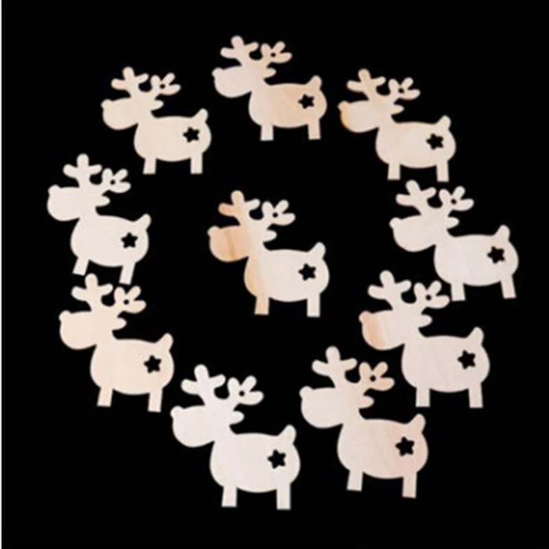 10 шт. Рождественская елка Декор для дома деревянный олень Рождественский кулон