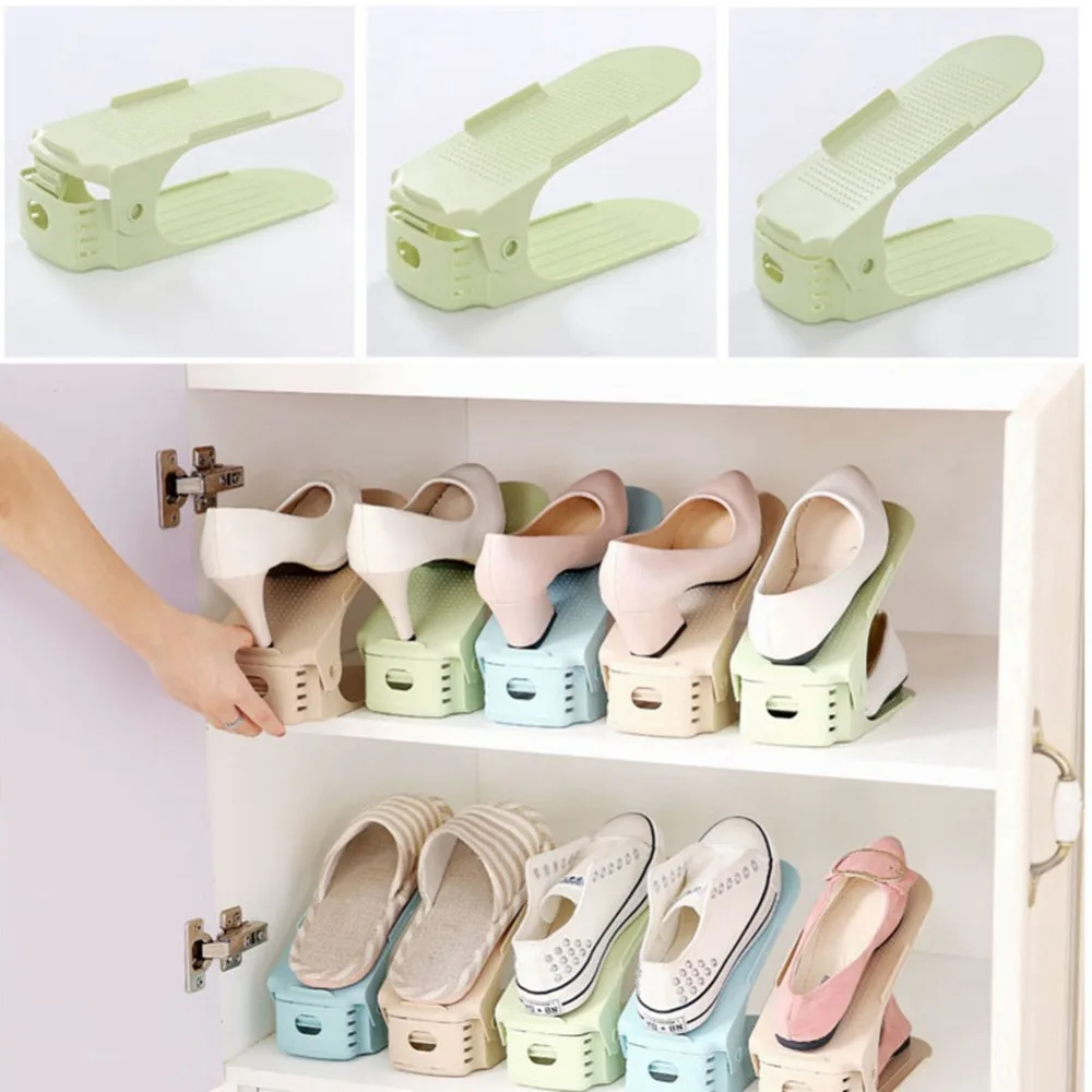 1 упак. к. Двойные широкие полка для хранения обуви пластиковые держатель обувь