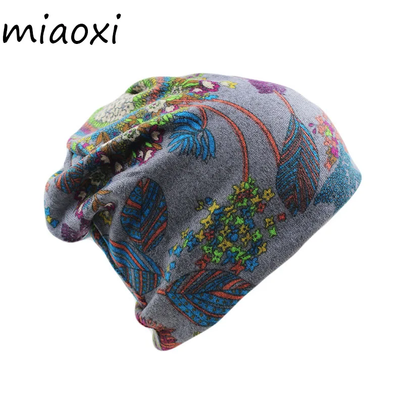 Miaoxi Новое поступление Женская шапка модная Цветочная Женская Весенняя шапка хлопковые шапочки Skullies головной убор для девочек шапка s шарф для взрослых шапки