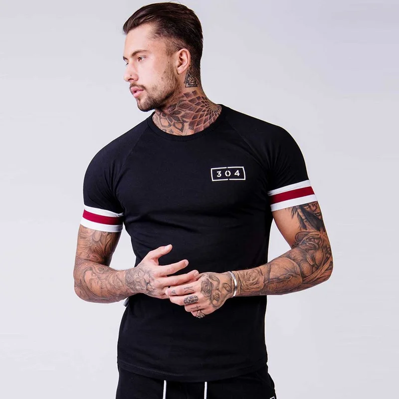 Футболка мужская летняя с коротким рукавом хлопок приталенная для спортзала