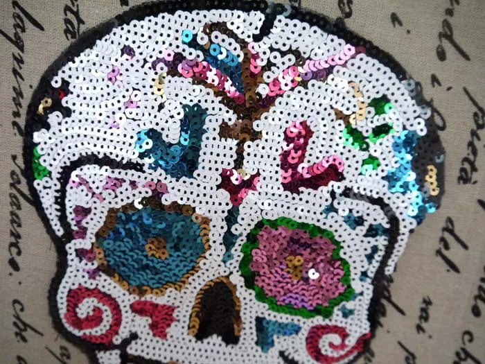 Популярная нашивка с блестками в виде черепа нашивки для одежды сделай сам