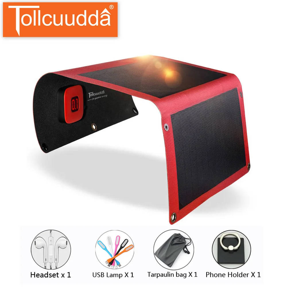 Tollcuudda 14 Вт солнечных панелей телефон Powerbank внешний батарея Pover Банк свет энергии