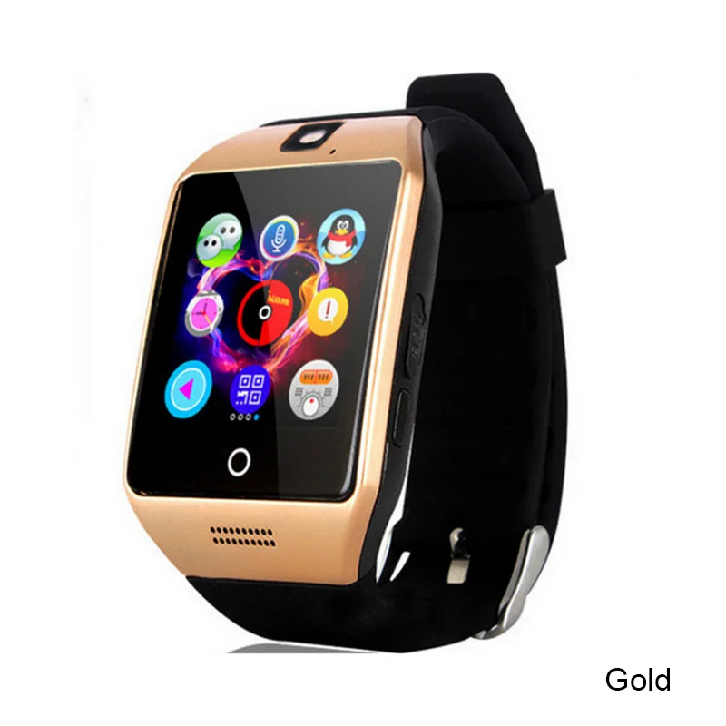 Gold Bluetooth Смарт-часы Q18 для мужчин поддержка фото TF сенсорный экран многоязычный женский спортивный Браслет телефонный звонок часы большая батарея - Цвет: Gold