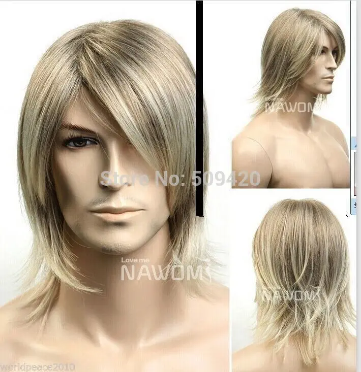 peruca hair queen cosplay FSX5985QSCos Light blonde mix men Short Straight Full Wig |