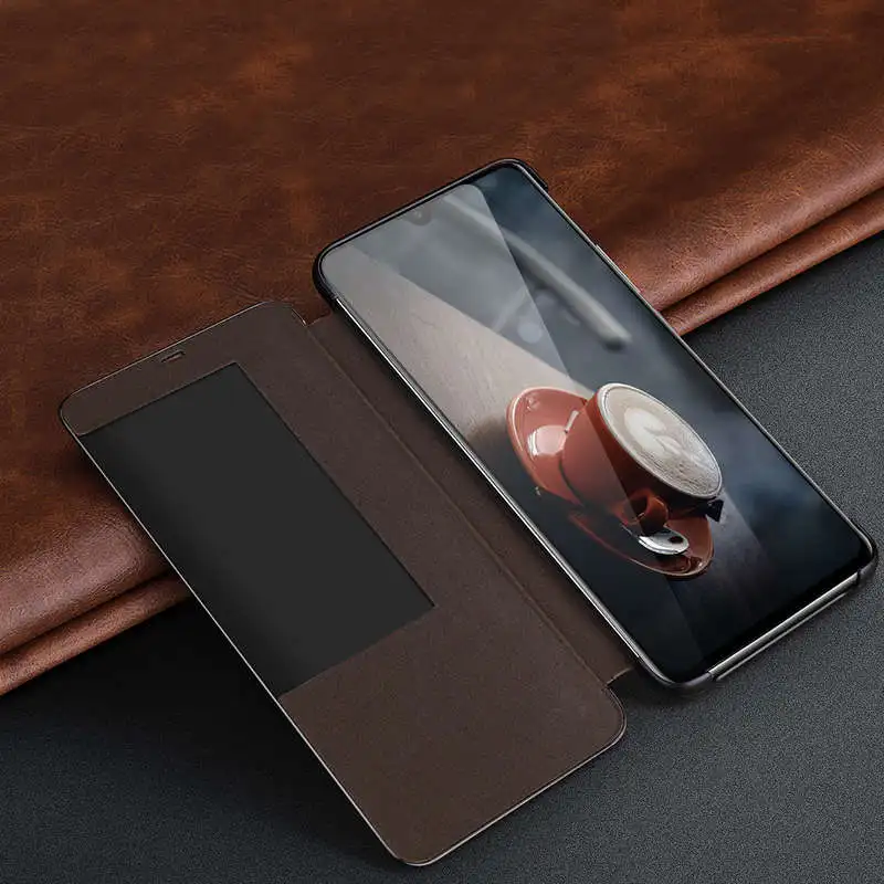 genuine leather case for huawei mate 20 pro case intelligent wakeup cover window view coque for huawei mate 20 case fundas free global shipping