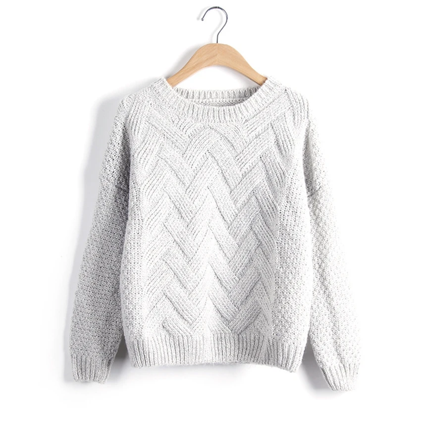 Casual Twist Knitted Sweater Women 2018 Autumn Long Sleeve O-neck Pullovers Loose Befree Jumpers Winter Warm Ladies Sweaters | Женская