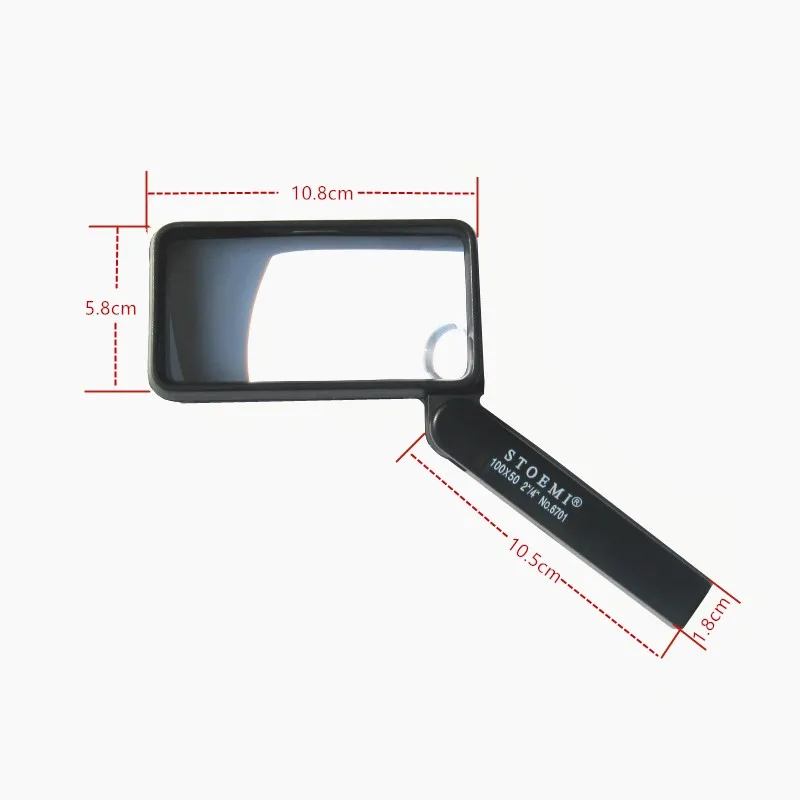 Складная прямоугольная Лупа STOEMI 2X/4X с двойным увеличением 6701 Вт/кожаный чехол