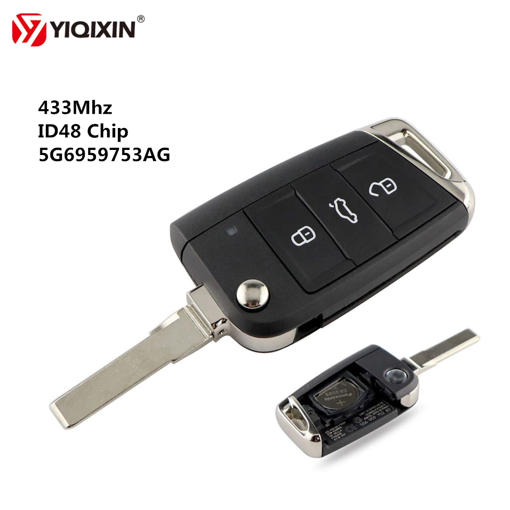 Оригинальный складной дистанционный ключ YIQIXIN с 3 кнопками для VW Volkswagen Golf 7 MK7 Lamando