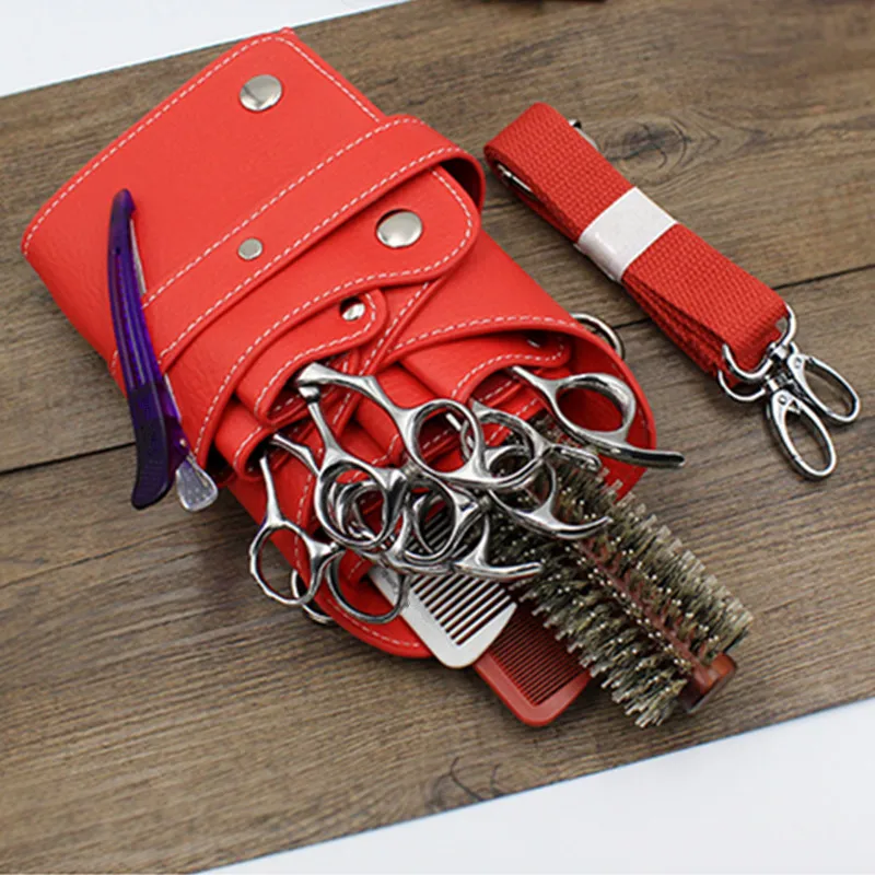 Черная коричневая синяя искусственная кожа парикмахерские ножницы чехол для