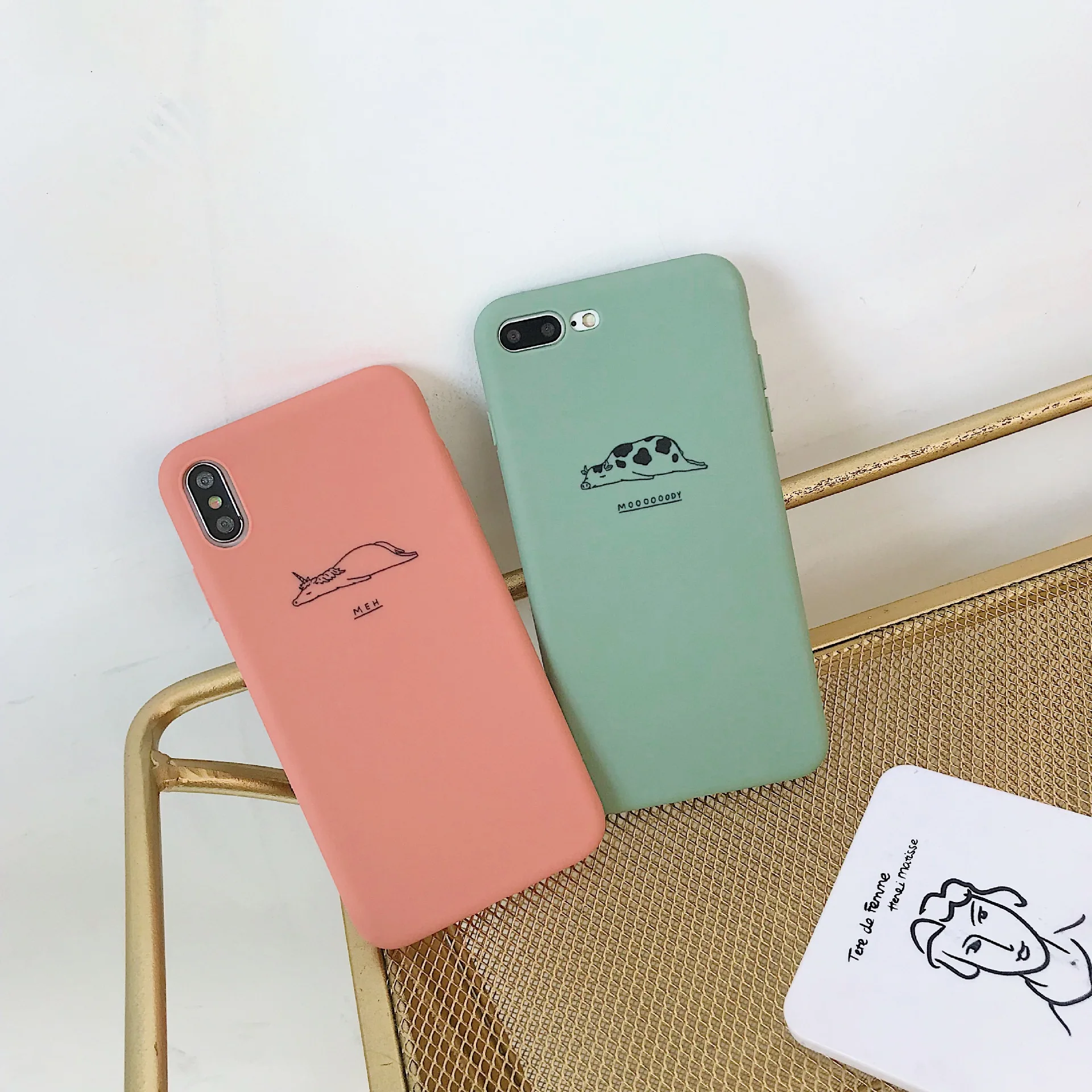Милый простой ручной росписью животных Единорог свинья чехол для iPhone X XR XS Max 6 S 7 8
