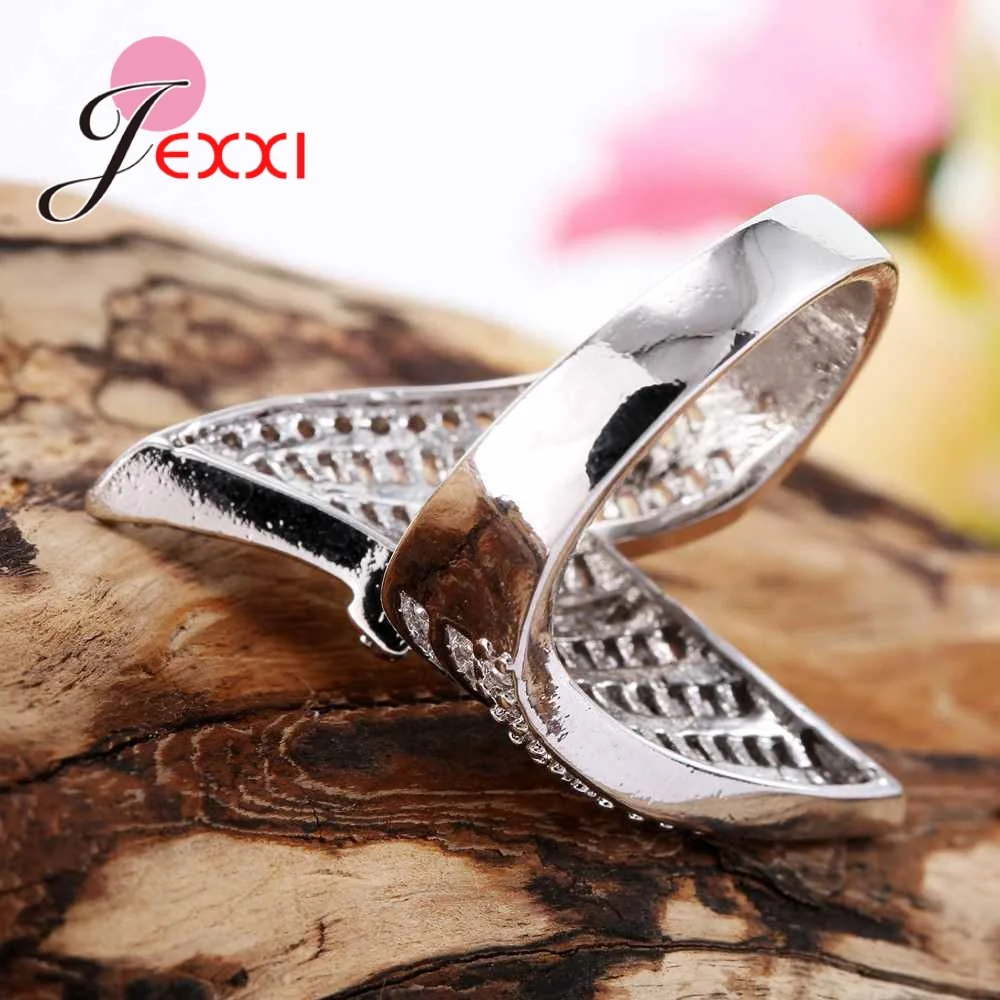 

Fashion Neutral 925 Sterling Silver Crystal Ring handsome Cool Design Jewelry Silver Color Rings For Women And Men
