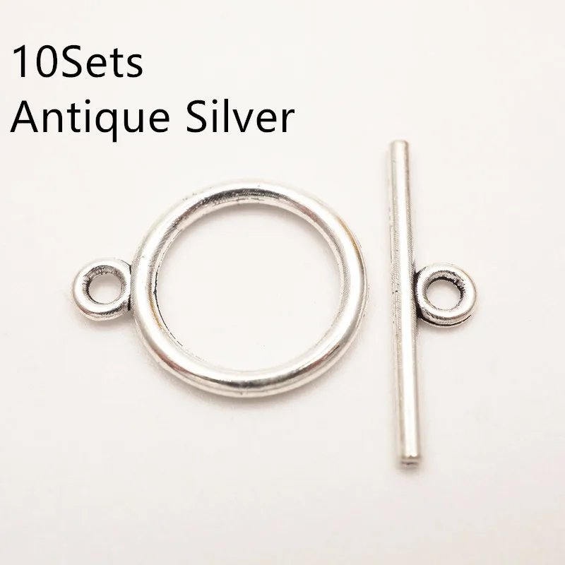 10set antique silver Серебряный тон 10 комплектов OT Переключить застежки разъемы для DIY браслет ожерелье ювелирных изделий HK144 - Цвет: 10set antique silver