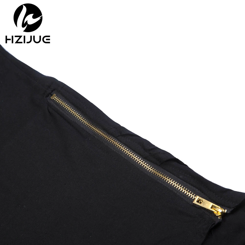 Мужская удлиненная футболка в стиле хип-хоп с боковой молнией Повседневная