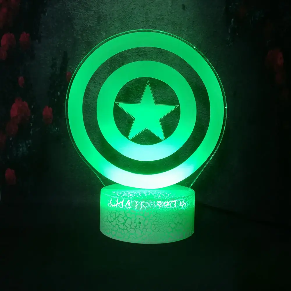 Amroe мультфильм знак Марвел Мститель логотип с красным светодиодом лампы семья