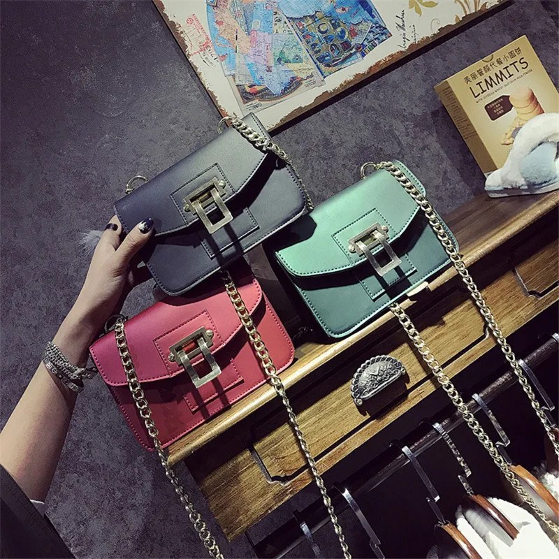 2017 Женщины Сумочку Цепи Сумки На Ремне Скраб ИСКУССТВЕННАЯ Кожа Дизайнер С