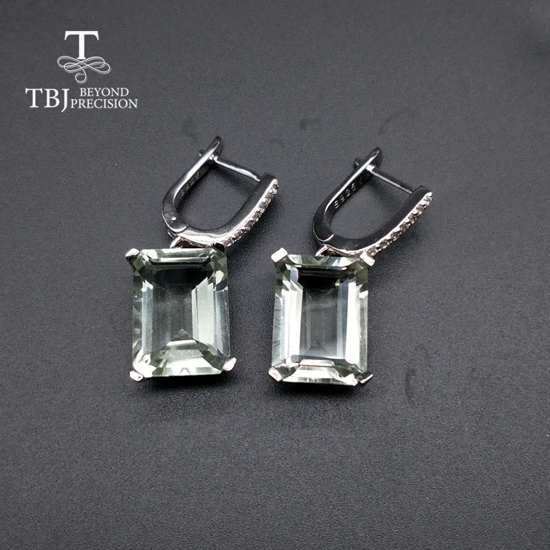 TBJ, зелёные аметистовые серьги, серьги из Празиолита, натуральный драгоценный камень, серебро 925 пробы, хорошее ювелирное изделие для женщин, Подарок на годовщину