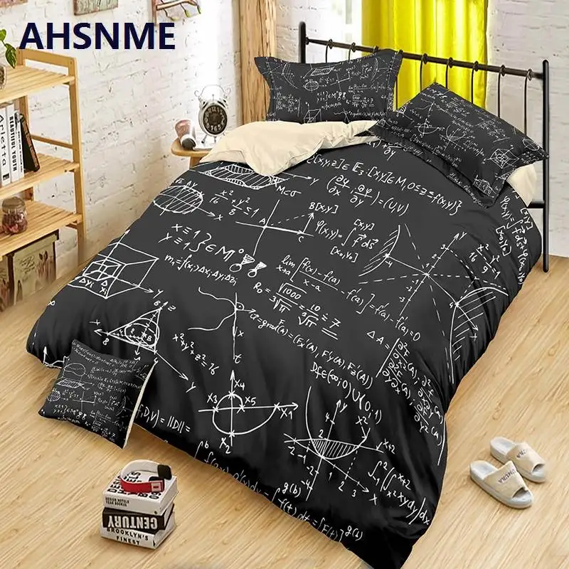 AHSNME, математические знания Постельное белье биологической пододеяльник комплекты 2/3 шт. King Размеры сетка для двуспальная кровать москитной сеткой Стёганое одеяло покрытие стола дропшиппинг
