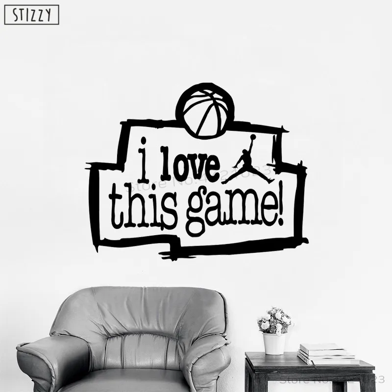 Stizzy Наклейка на стену для мальчиков Спальня спортивные картина с надписью I Love