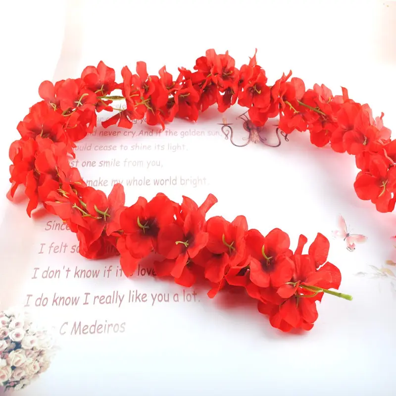 10 шт. искусственные цветы гортензии леев гирлянды Ожерелье ротанга Шелковый