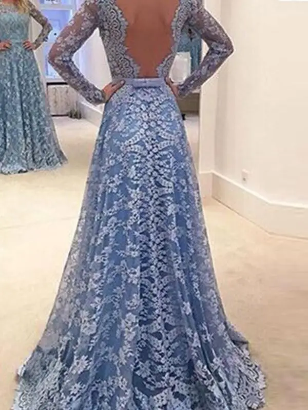 Женское платье с завышенной талией и открытой спиной а-силуэт | Женская одежда