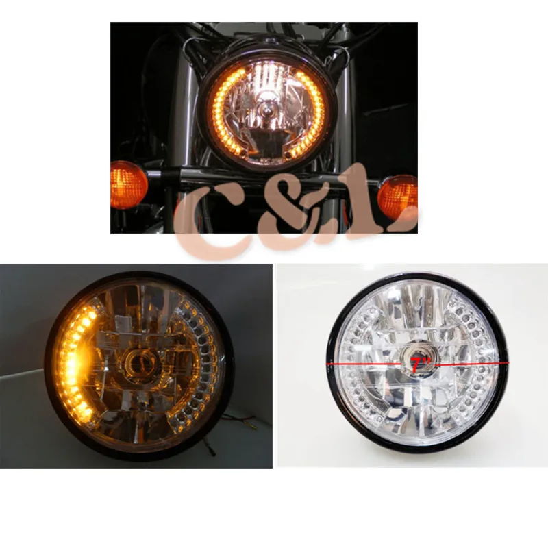 Новая мотоциклетная фара Amber 26 LED Круглая 7 &quotH4 с поворотным сигналом Firs для Harley