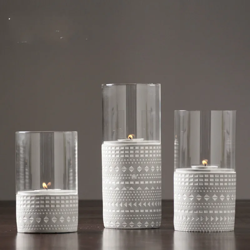 

Modern Simple Cement Glass Candlestick With Nordic Romantic Retro Decoration