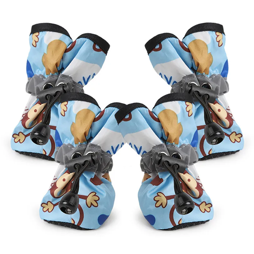 Comfortable Anti-slip Shoes for Dogs Cats 4Pcs/Set Cartoon Dog Boots Cute Dog Rain Shoes Puppy Sneakers Pet Supplies 40DC26