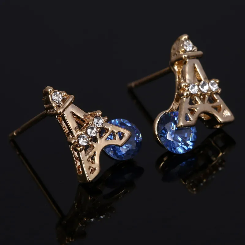 Модные женские ювелирные изделия стильные синие серьги с кристаллами ручной