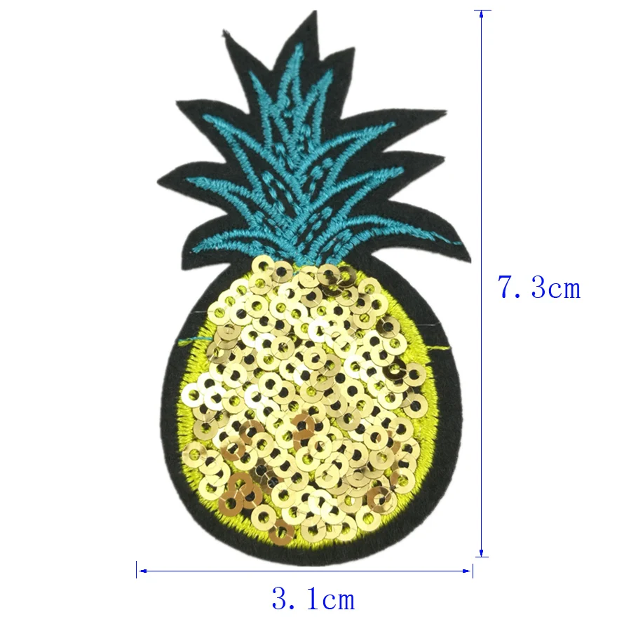 Нашивки для одежды с пайетками ананасами 10 шт. нашивки вышитые бисером патч-мотив